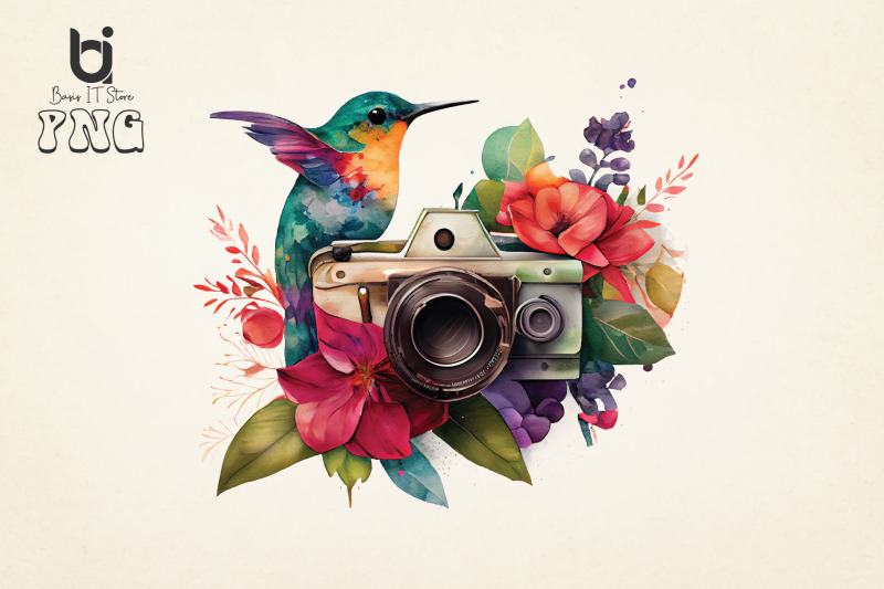 floral-camera-with-hummingbird-bundle-sublimation-png-file