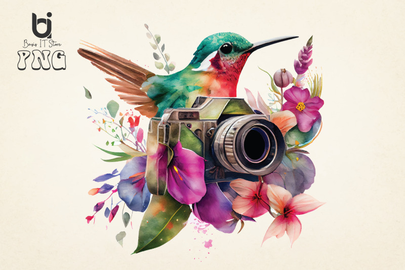 floral-camera-with-hummingbird-bundle-sublimation-png-file