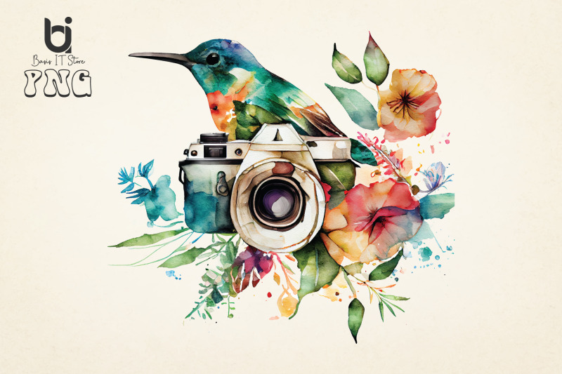 floral-camera-with-hummingbird-bundle-sublimation-png-file