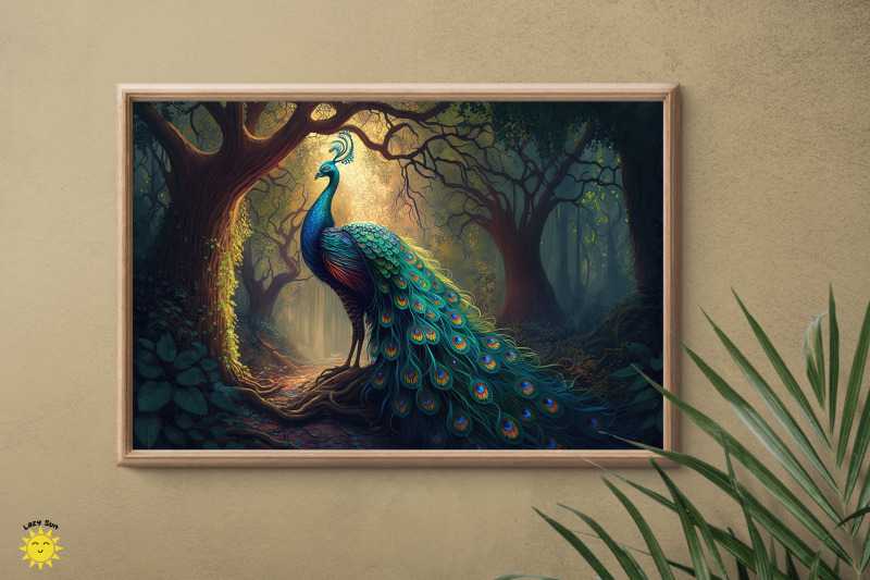 mystical-peacock-in-forest-backgrounds