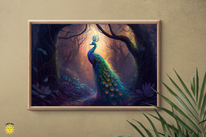 mystical-peacock-in-forest-backgrounds