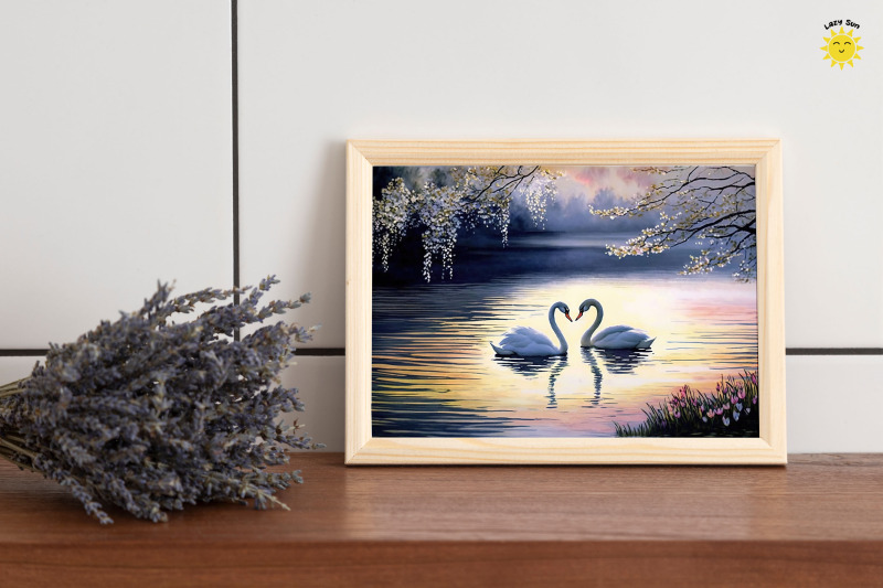 watercolor-beautiful-swan-lake-backgrounds