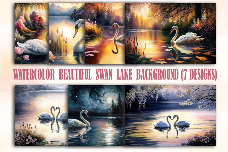 watercolor-beautiful-swan-lake-backgrounds