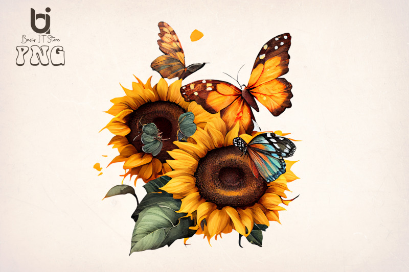 watercolor-butterflies-sunflowers-bundle-sublimation-png