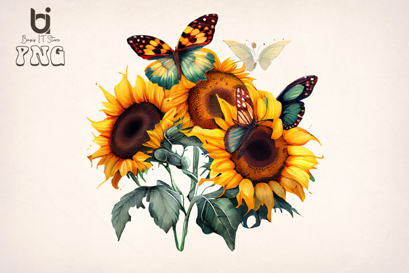 watercolor-butterflies-sunflowers-bundle-sublimation-png