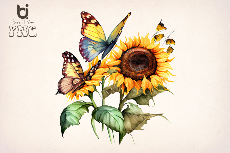 watercolor-butterflies-sunflowers-bundle-sublimation-png