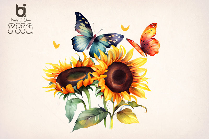 watercolor-butterflies-sunflowers-bundle-sublimation-png