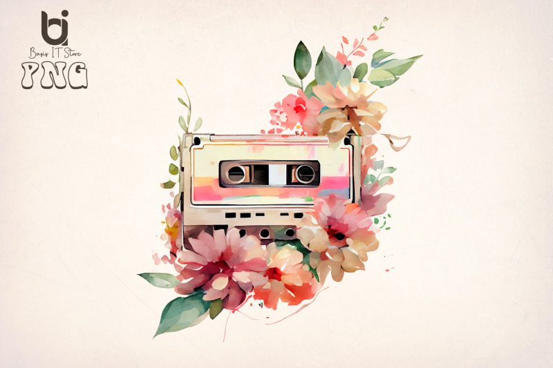 watercolor-cassette-spring-flower-bundle-sublimation-png