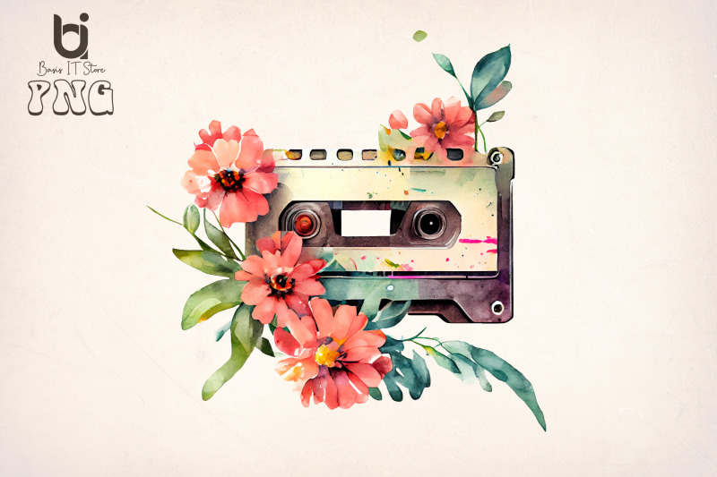 watercolor-cassette-spring-flower-bundle-sublimation-png