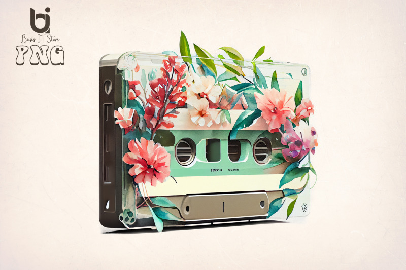 watercolor-cassette-spring-flower-bundle-sublimation-png