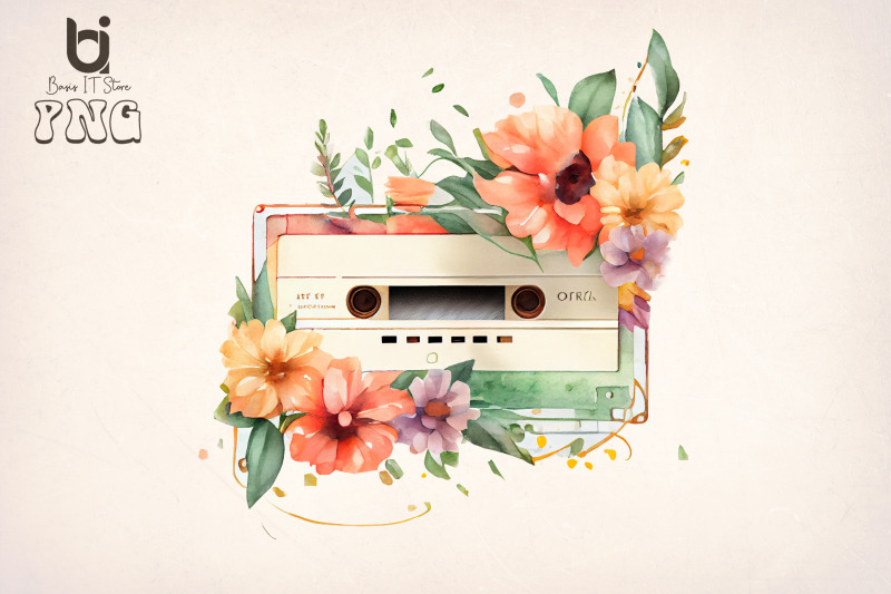 watercolor-cassette-spring-flower-bundle-sublimation-png