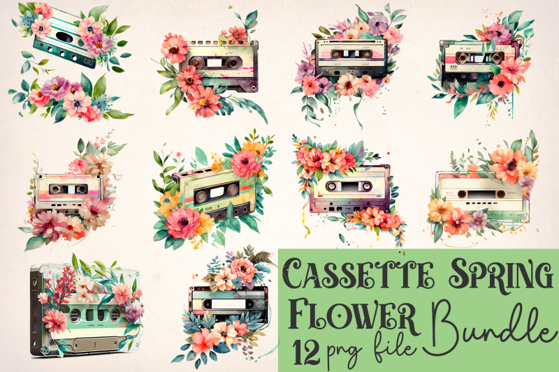 watercolor-cassette-spring-flower-bundle-sublimation-png