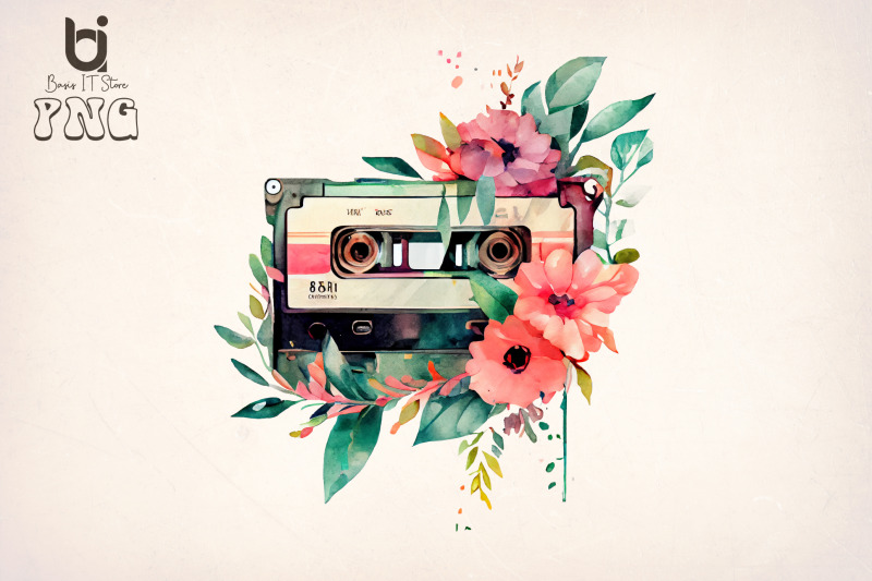 watercolor-cassette-spring-flower-bundle-sublimation-png