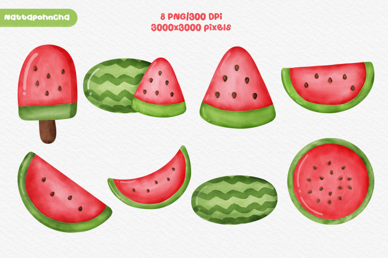 hand-drawn-collection-of-watermelons-set-of-watercolor-fruit-element