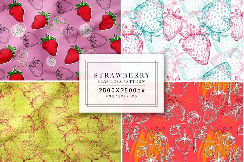 strawberries-seamless-patterns
