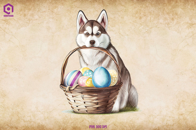 easter-siberian-husky-clipart