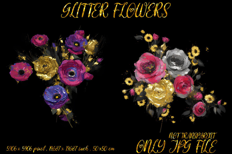 glitter-flower-design-on-black-background-volume-4