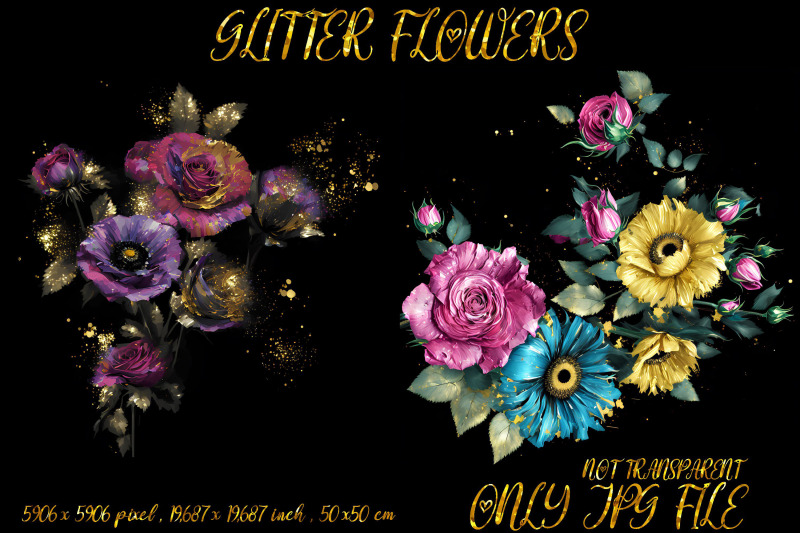 glitter-flower-design-on-black-background-volume-3