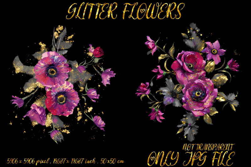 glitter-flower-design-on-black-background-volume-2