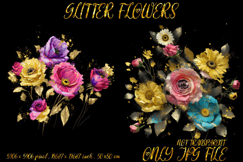 glitter-flower-design-on-black-background-volume-2