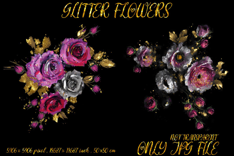 glitter-flower-design-on-black-background-volume-1