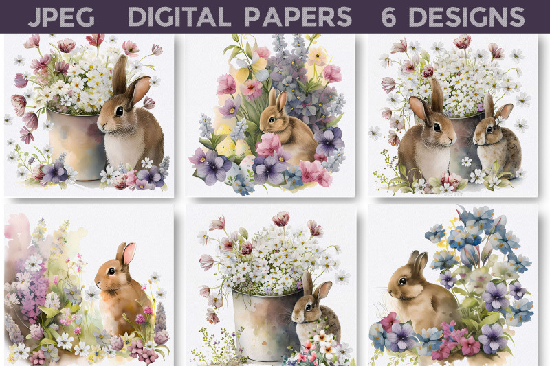 easter-bunny-with-flowers-digital-papers