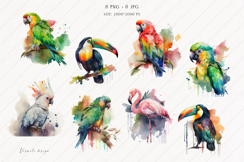 watercolor-tropical-birds