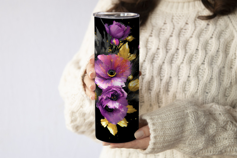 stunning-20-oz-glittery-floral-skinny-tumbler-wrap-png