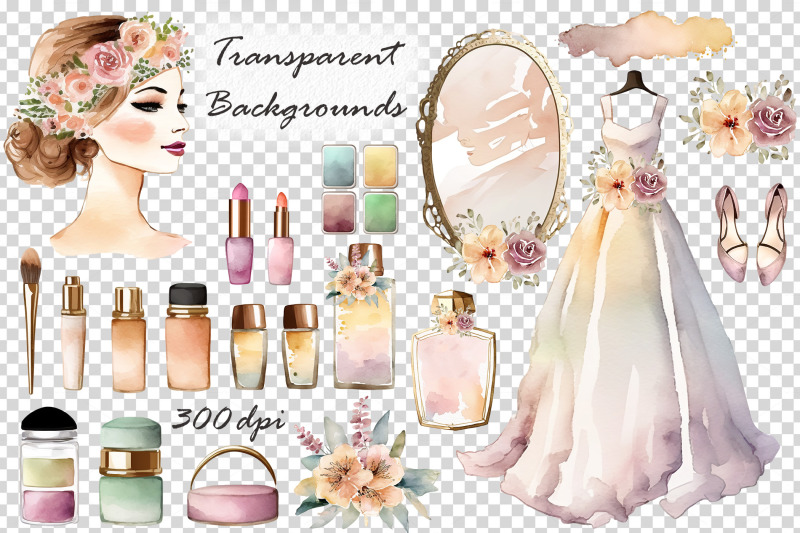 watercolor-wedding-makeup-clipart