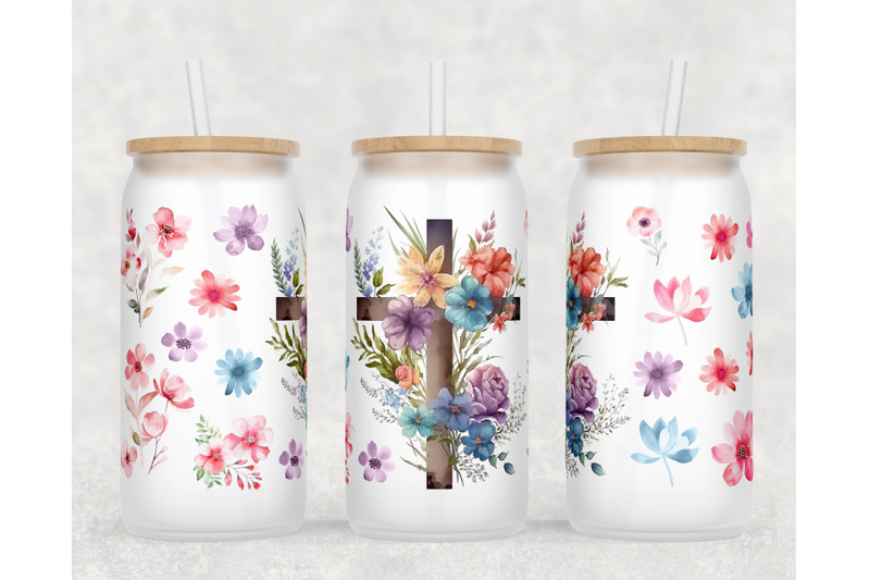 floral-cross-libbey-glass-can-wraps-16-oz-glass-can-sublimation-png