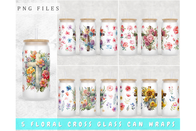floral-cross-libbey-glass-can-wraps-16-oz-glass-can-sublimation-png
