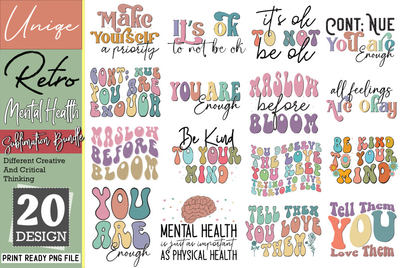 retro-mental-health-sublimation-bundle