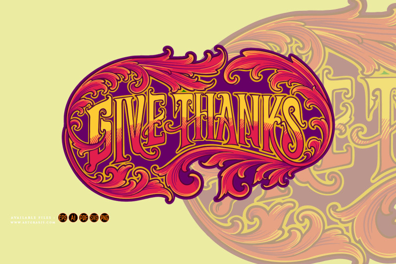 vintage-elegant-give-thanks-lettering-word-swirl-floral-ornament-illus