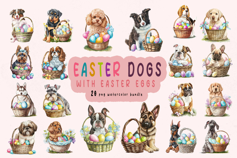 easter-dogs-watercolor-clipart-bundle