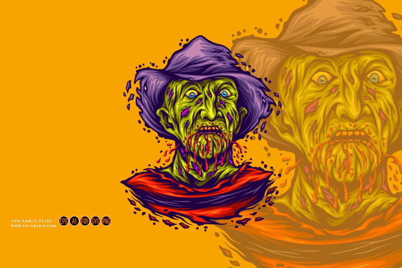 creepy-zombie-freddy-face-bloody-melting-logo-cartoon-illustrations