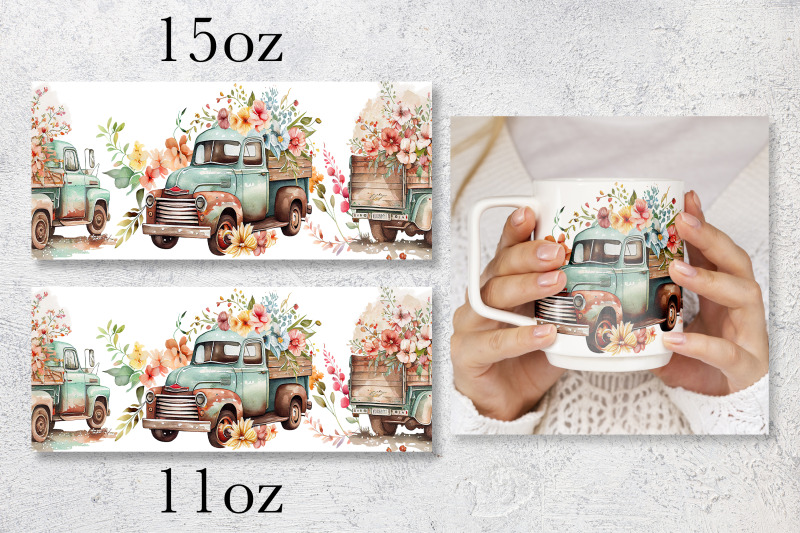 spring-floral-mug-wrap-vintage-truck-mug-sublimation-png