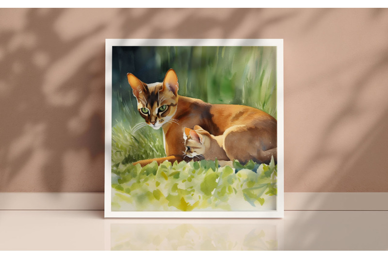 mother-abyssinian-cat-background