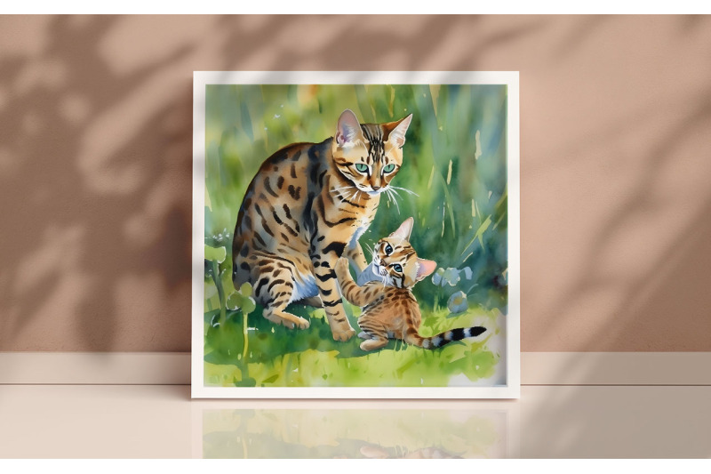 mother-bengal-cat-background