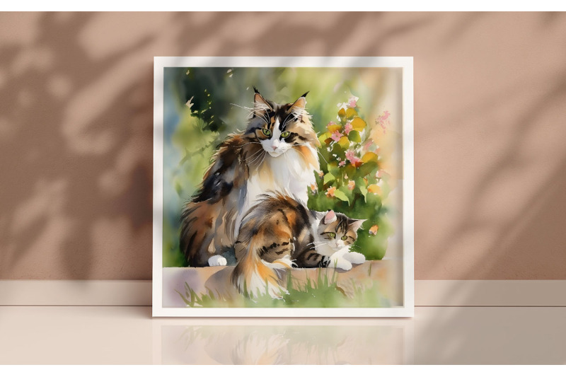 mother-norwegian-forest-cat-background