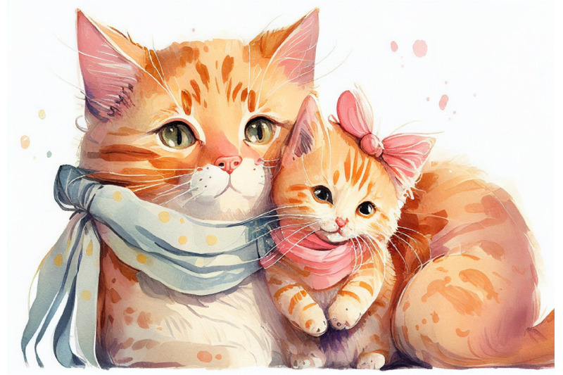 cute-ribbon-cat-with-kitten-mothers-day