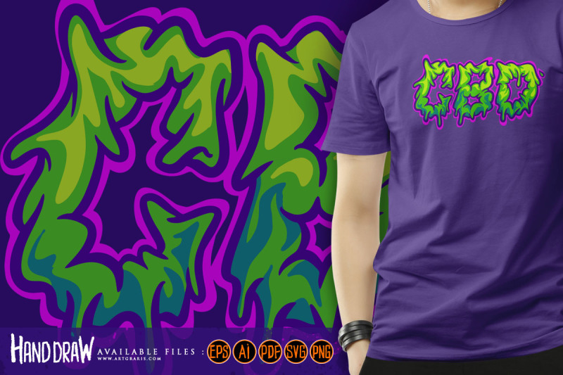 cbd-marijuana-melting-word-lettering-text-cartoon-illustrations