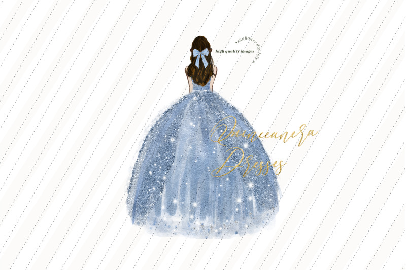 elegant-baby-blue-princess-watercolor-clipart-dusty-blue-quinceanera