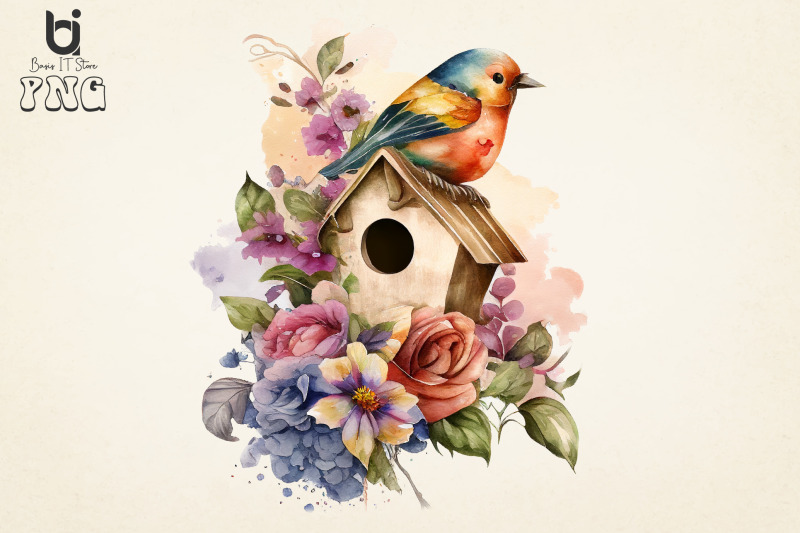 bird-house-flowers-watercolor-bundle-sublimation-png-file