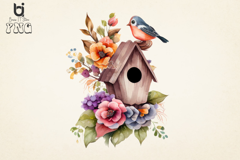 bird-house-flowers-watercolor-bundle-sublimation-png-file