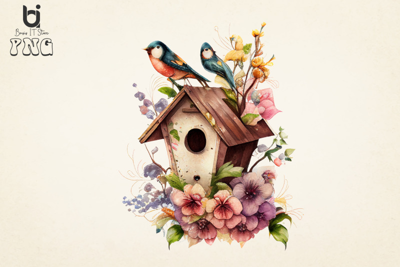 bird-house-flowers-watercolor-bundle-sublimation-png-file