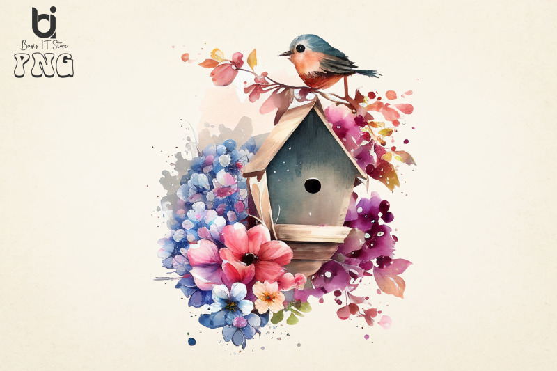 bird-house-flowers-watercolor-bundle-sublimation-png-file