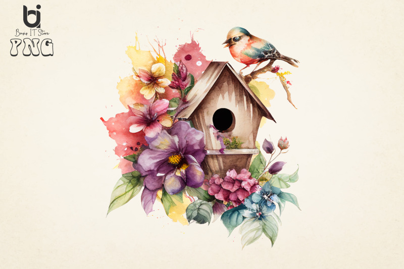 bird-house-flowers-watercolor-bundle-sublimation-png-file