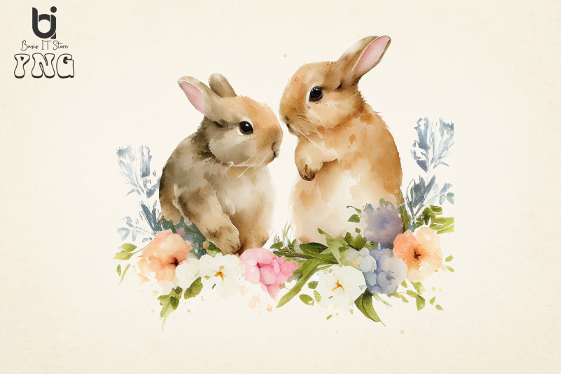 bunnies-in-love-flowers-watercolor-bundle-sublimation-png