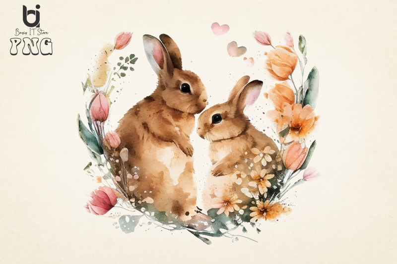 bunnies-in-love-flowers-watercolor-bundle-sublimation-png