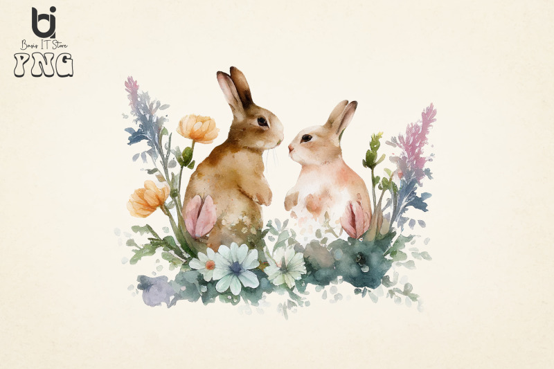 bunnies-in-love-flowers-watercolor-bundle-sublimation-png